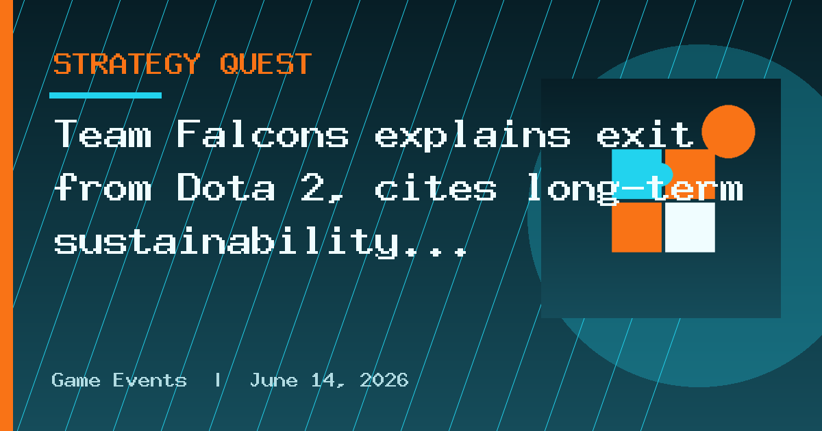 Team Falcons explains exit from Dota 2, cites long-term sustainability